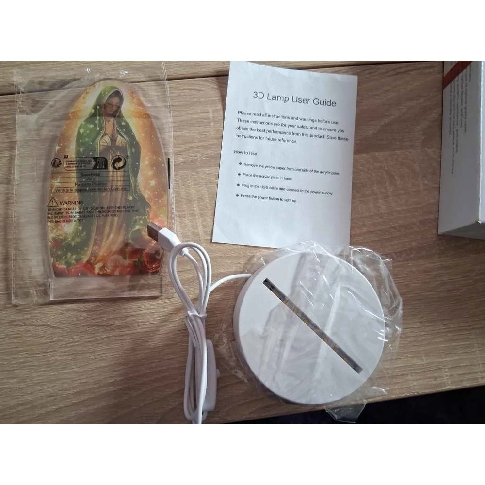 3D Creative Visualization Lamp Virgin Mary RGB LED Night Light Touch Dimmer USB